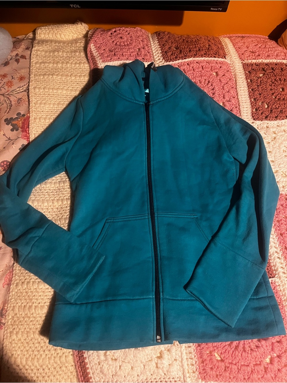 Designs by Sasha Teal Full-Zip Lace Corset Hoodie